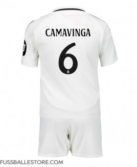 Günstige Real Madrid Eduardo Camavinga #6 Heimtrikotsatz Kinder 2024-25 Kurzarm (+ Kurze Hosen)